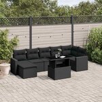 vidaXL Salon de jardin 8 Pièces avec coussins noir résine tressée