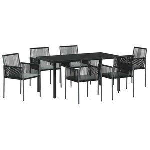 vidaXL Ensemble de salle à manger pour jardin 7 Pièces Noir Rotin PE