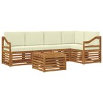 vidaXL Ensemble de canapés d'extérieur 6 pc Naturel et Crème Polyester