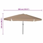 vidaXL Parasol de jardin Taupe et Noir 395 x 395 x 245 cm