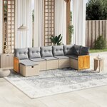 vidaXL Salon de jardin avec coussins 7Pièces mélange beige résine tressée