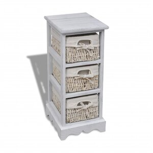 vidaXL Étagère de rangement en bois 3 paniers en tissage Blanc