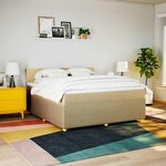 vidaXL Sommier à lattes de lit avec matelas Crème 180x200 cm Tissu