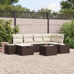 vidaXL Ensemble de canapé de jardin 7 Pièces Marron Poly rotin