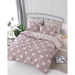 Parure de lit - housse de couette 220 x 240 + 2 taies d'oreiller 60 x 60  65  coton- Rose