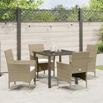vidaXL Ensemble de Salle à Manger de Jardin 5 Pièces Beige en Rattan Polyéthylène