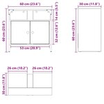 vidaXL Armoire lavabo de salle de bain vieux bois 60x30x60 cm