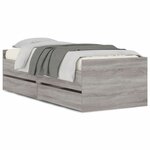 vidaXL Cadre de lit avec tiroirs sans matelas sonoma gris 90x200 cm