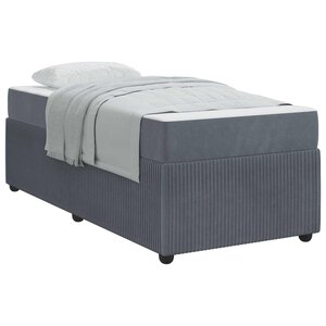 vidaXL Cadre de lit avec matelas Gris foncé 90 x 200 cm tissu