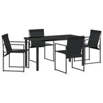 vidaXL Ensemble de jardin 5 pièces en noir avec textilène et acier.