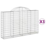 vidaXL Paniers à gabions arqués 3 Pièces 200x30x120/140 cm Fer galvanisé