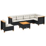 vidaXL Salon de jardin 7 Pièces avec coussins noir résine tressée
