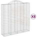 vidaXL Paniers à gabions arqués 8 Pièces 200x50x200/220 cm Fer galvanisé