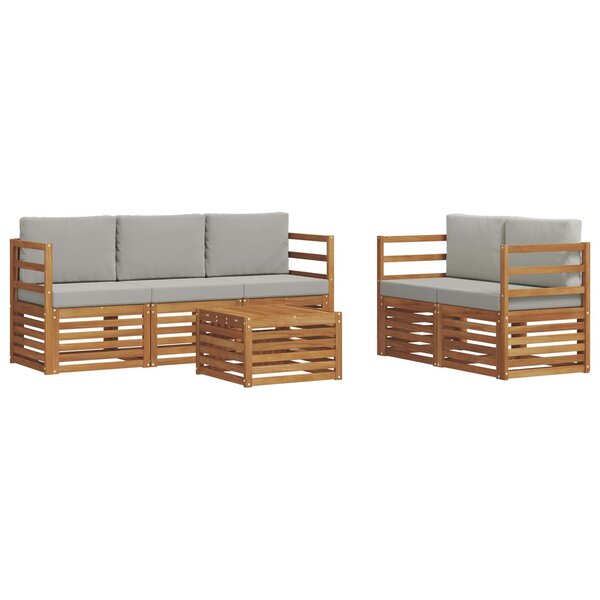 vidaXL Ensemble de canapés d'extérieur 6 pc Naturel et gris clair