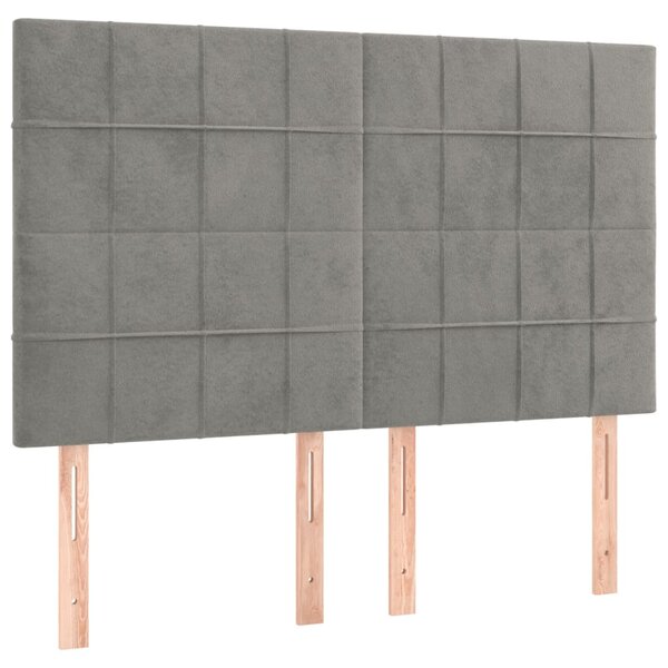 vidaXL Têtes de lit 4 Pièces Gris clair 72x5x78/88 cm Velours