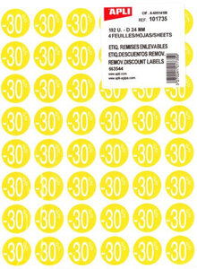 P4F 192 Étiquettes Enl Remise -30  D24mm