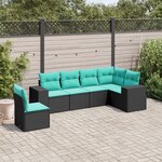 vidaXL Salon de jardin 6 Pièces avec coussins noir résine tressée