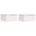 vidaXL Table de chevet avec tiroir 2 Pièces Blanc 37 x 35 x 18 5 cm