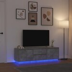 vidaXL Meuble TV avec lumières LED gris béton 160 5x41x50 cm