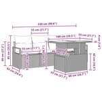 vidaXL Ensemble de canapé de jardin avec stockage 5 Pièces Gris polyrotin