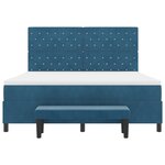 vidaXL Lit Box Spring avec Matelas & Banc Bleu Foncé 180x200 cm Velours