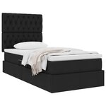vidaXL Lit avec rangement et matelas Noir 90 x 200 cm Polyester