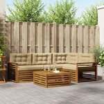 vidaXL Ensemble de canapés d'extérieur 5 Pièces Naturel et Beige
