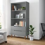 vidaXL Bibliothèque MOLDE Gris 85x35x170 5 cm Bois massif de pin