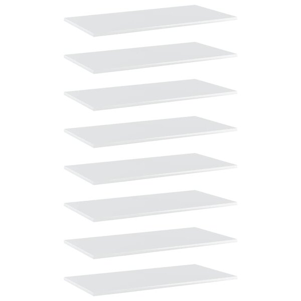 vidaXL Panneaux bibliothèque 8Pièces Blanc brillant 80x40x1 5cm Aggloméré