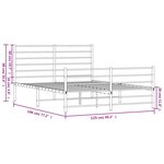 vidaXL Cadre de lit métal avec tête de lit/pied de lit blanc 120x190cm