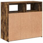 vidaXL Buffet avec lumières LED chêne fumé 80x35x75 cm