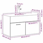 vidaXL Armoire d'évier Chêne noir 80 x 38.5 x 46 cm Bois d'ingénierie