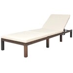 vidaXL Chaise longue avec coussin Résine tressée Marron