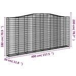 vidaXL Paniers à gabions arqués 3 Pièces 400x30x180/200 cm Fer galvanisé