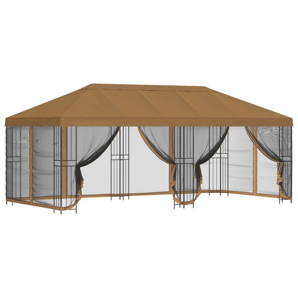 vidaXL Gazebo avec murs latéraux 6 x 3 m Beige Polyester et Acier 190