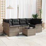 vidaXL Ensemble de canapé de jardin 7 Pièces Gris Poly rotin