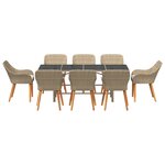 vidaXL Ensemble de salle à manger de jardin 9 pièces en poly rattan beige