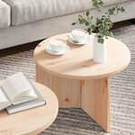 vidaXL Table basse 2 Pièces Naturel Bois de pin massif