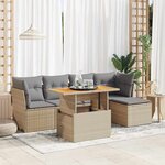 vidaXL Salon de jardin avec coussins 6 Pièces beige résine tressée