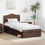 vidaXL Cadre de lit Chêne brun 90 x 190 cm Bois de pin massif