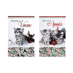 Carte de voeux avec enveloppe - lot de 5 cartes bonne année et meilleurs voeux chatons