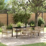 vidaXL Ensemble de Salle à Manger de Jardin 7 Pièces avec Coussins Beige Rattan Poly