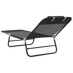 vidaXL Chaise Longue Pliante avec Têtière Textilène Noire