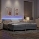 vidaXL Lit à ressort LED avec matelas Gris clair 200 x 200 cm tissu