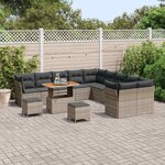 vidaXL Ensemble de canapé de jardin 13 Pièces Gris polyrotin