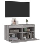 vidaXL Meuble TV mural avec lumières LED sonoma gris 80x30x40 cm