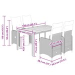 vidaXL Ensemble de bistro de jardin 5 Pièces coussins noir poly rotin