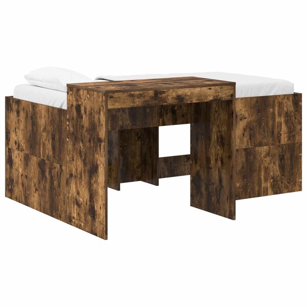 vidaXL Lit haut pour enfants avec bureau Chêne fumé Bois d'ingénierie
