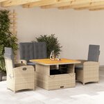 vidaXL Ensemble à manger de jardin coussins 4 Pièces beige résine tressée