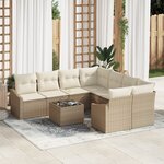 vidaXL Ensemble de salle à manger de jardin de 9 pièces avec coussins en poly rotin beige